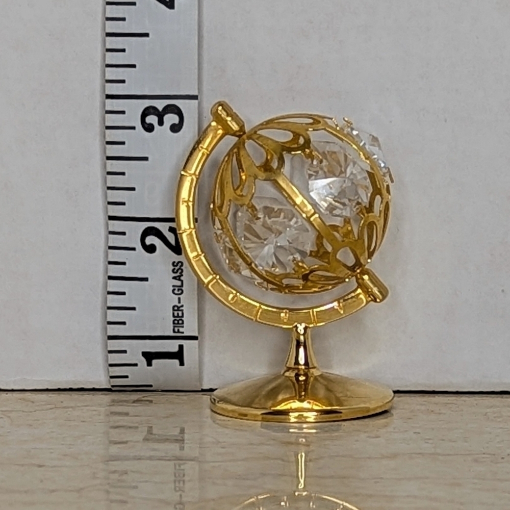 Vintage Crystal Creations Austrian 24K Gold Plated Mini Globe Ornament - Picture 7 of 9